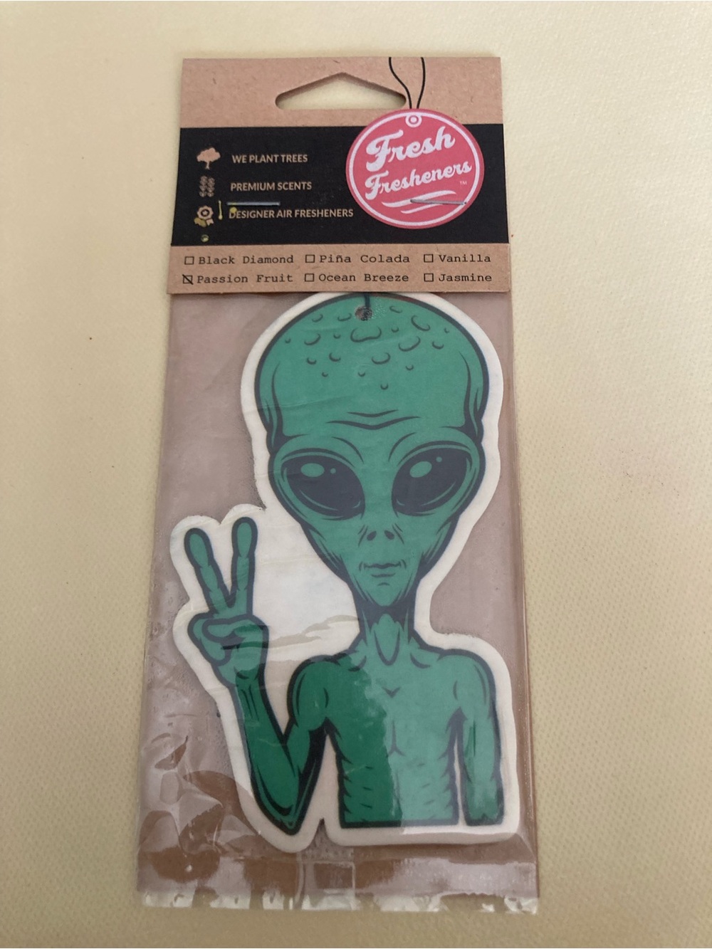Fresh Fresheners Green Alien Peace Sign Air Freshener